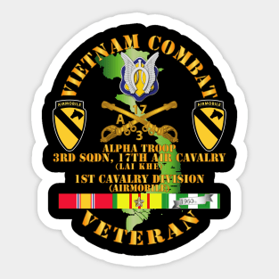 Vietnam Combat Cavalry Vet w Alpha Troop - 3rd Sqn 17th Air Cav Lai Khe - 1st Cav Div SSI Sticker